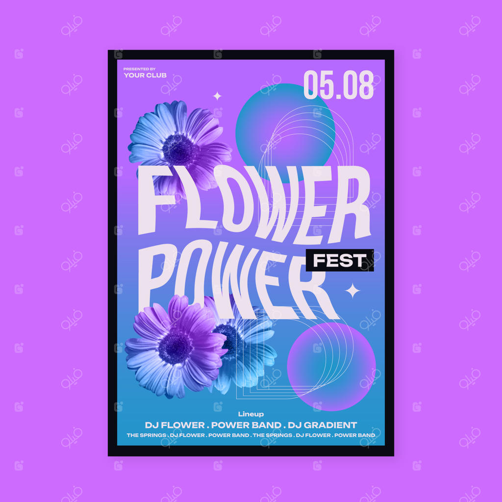 قالب پوستر رویداد موسیقی با گرادیان رنگی