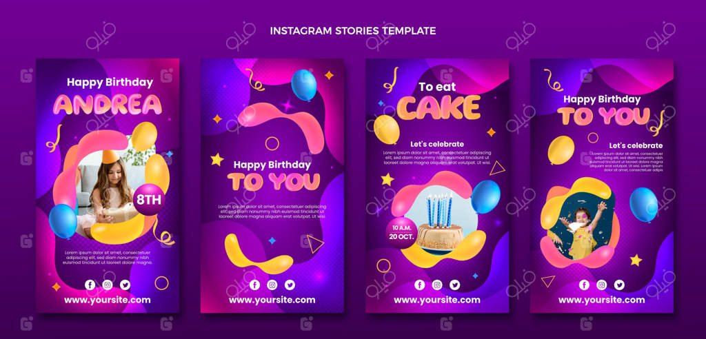 داستان‌های اینستاگرام: تولد با طراحی انتزاعی و رنگارنگ