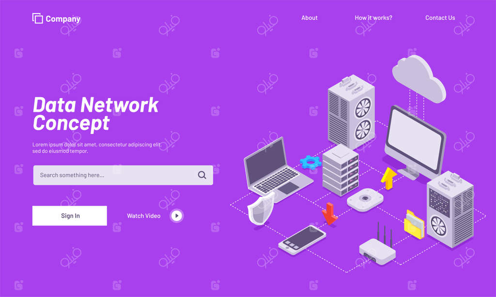 طراحی صفحه فرود مبتنی بر مفهوم شبکه داده‌ها.