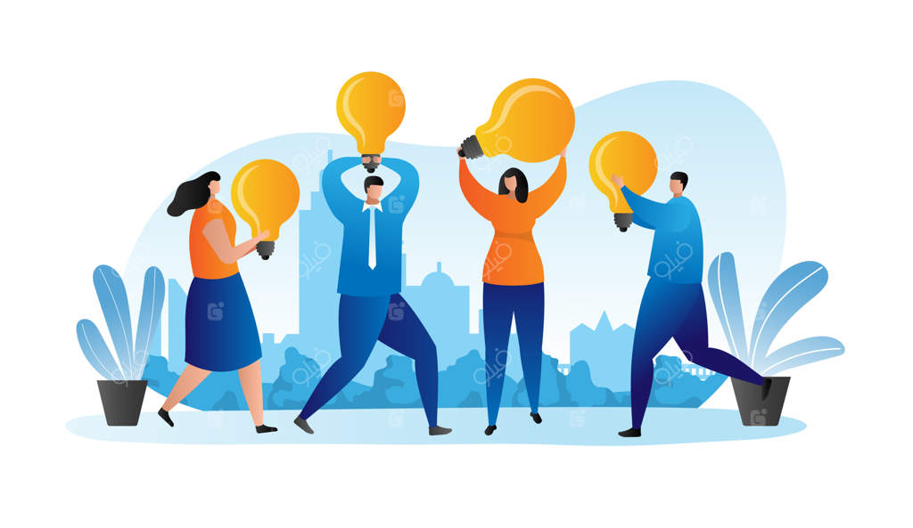 ایده کسب و کار: مفهوم طراحی تخت بازرگانان و لامپ‌ها