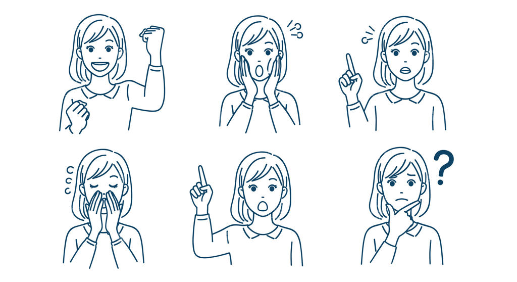 زن با حالات چهره متفاوت