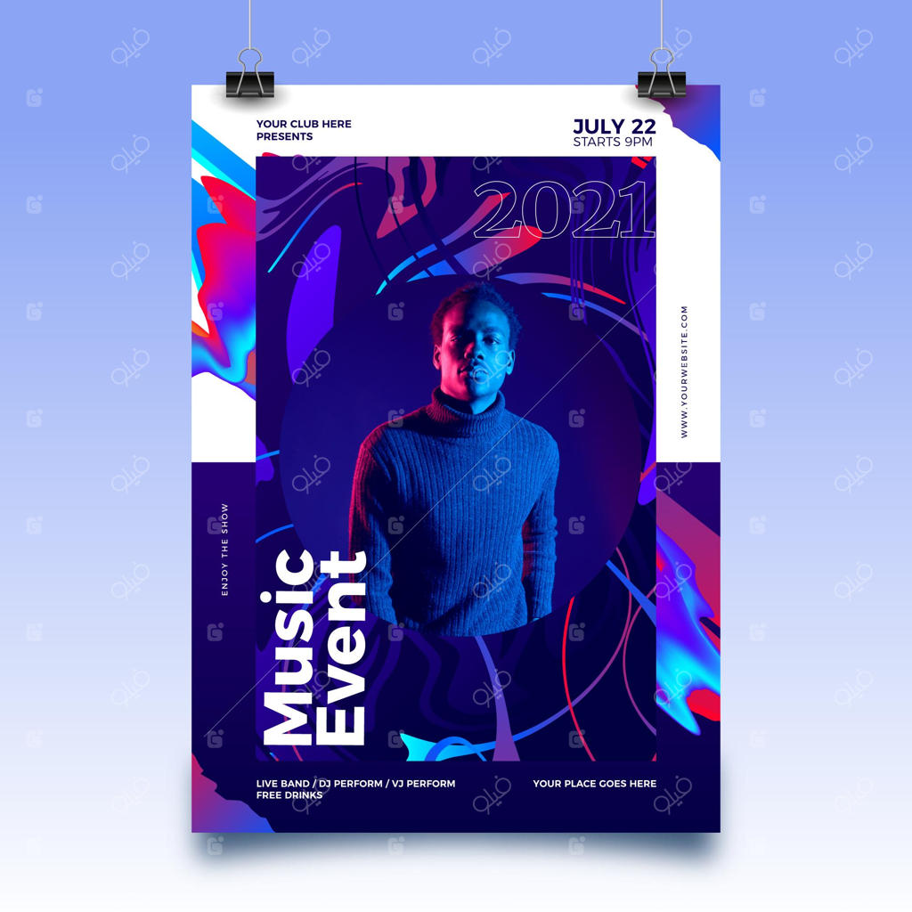 پوستر رویداد ورزشی انتزاعی برای سال ۲۰۲۱