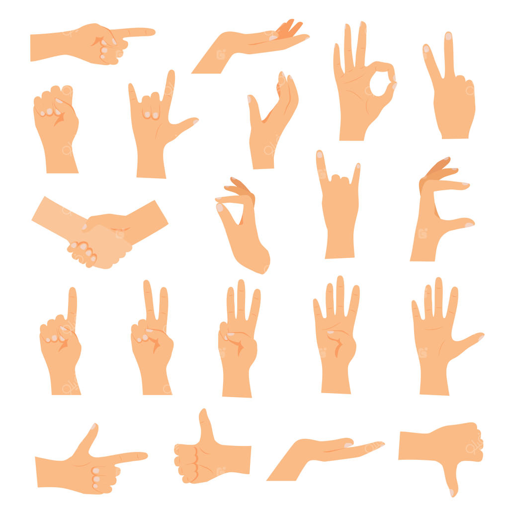 دست‌ها در ژست‌های مختلف؛ تصویرسازی مدرن با طراحی تخت