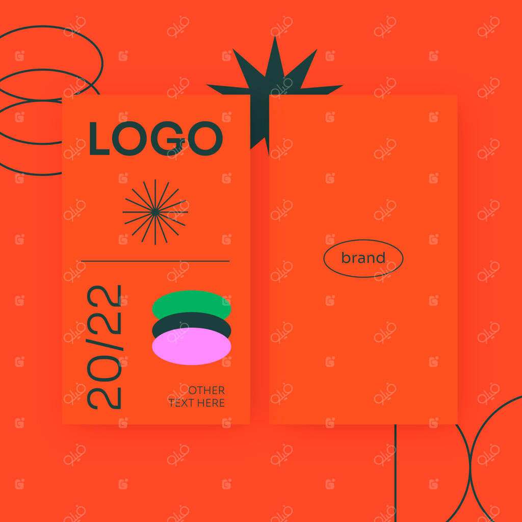 قالب کارت ویزیت عمودی و دوسویه با طراحی انتزاعی و ساده