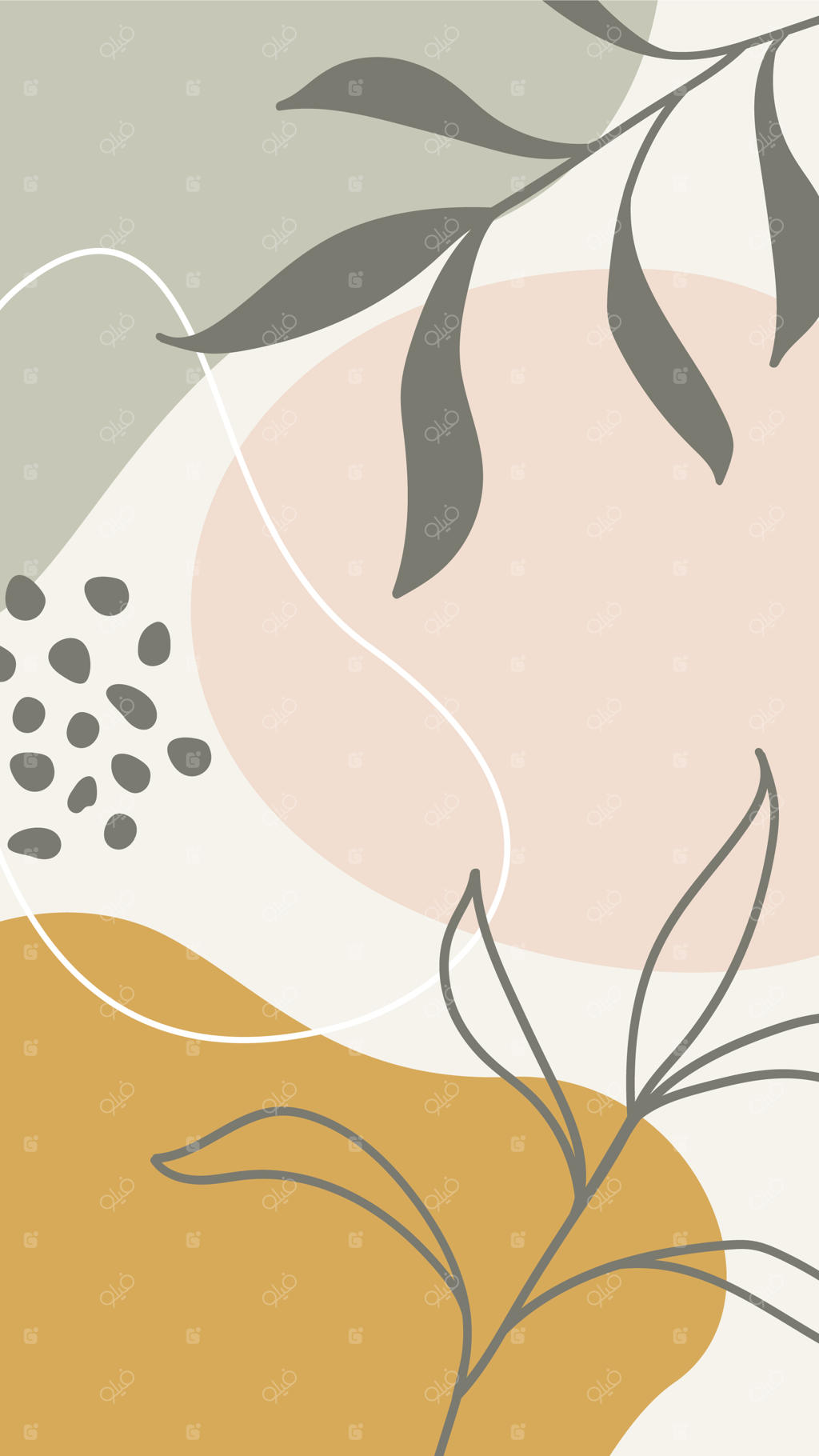 پس‌زمینه انتزاعی با اشکال طبیعی و شاخه‌ها