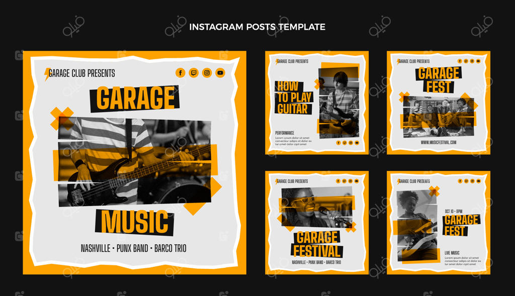 پست اینستاگرام جشنواره موسیقی با طراحی ساده و مینیمال