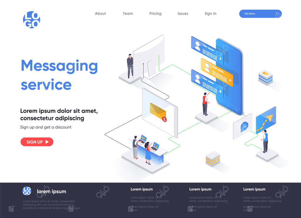 صفحه فرود سرویس پیام‌رسان ایزومتریک