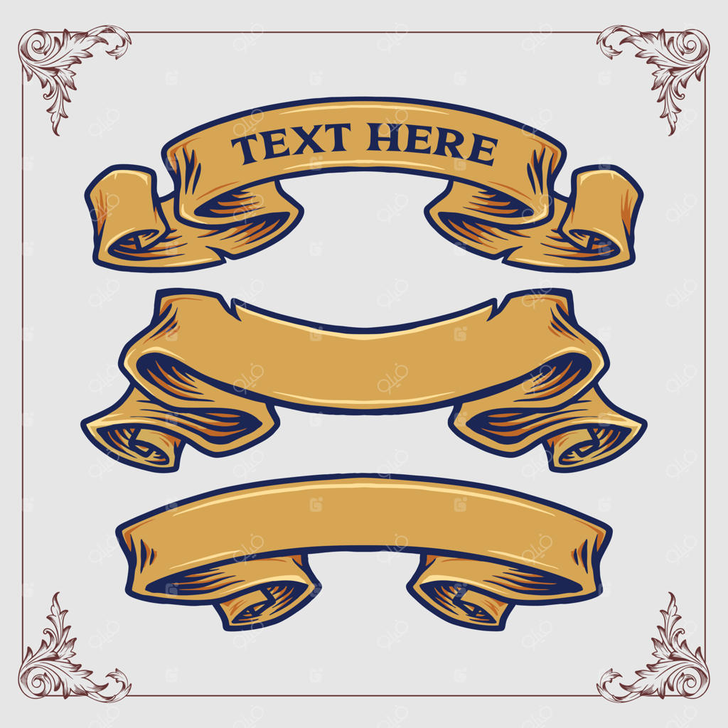 مجموعه تصویرسازی روبان با طرح تاتو وینتیج