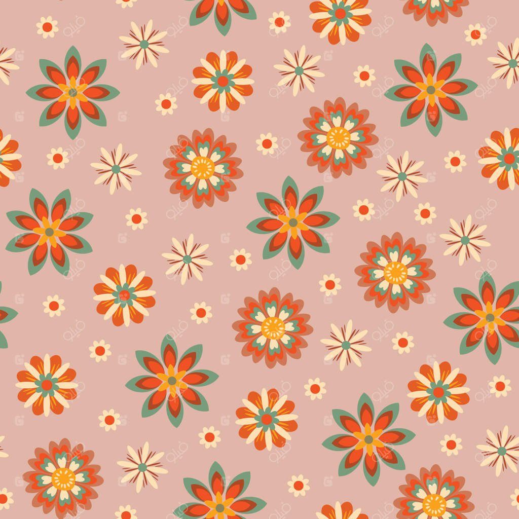 گل‌های رنگارنگ هندسی هیپی - طرح یکپارچه وکتوری