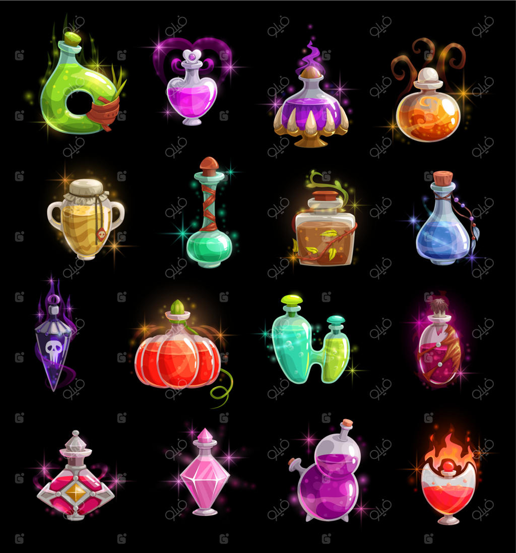 بطری‌های معجون، اکسیر و زهر جادوگر هالووین