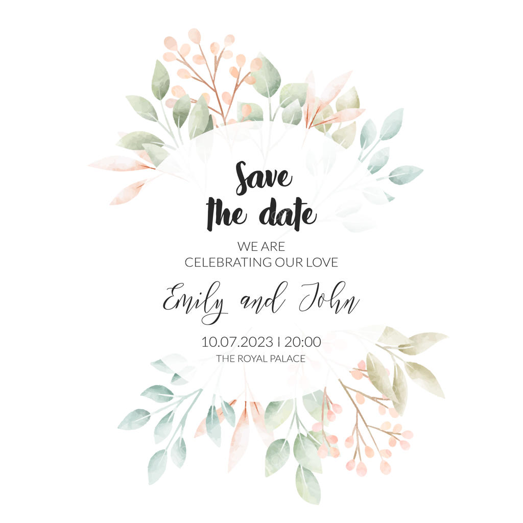 قاب گل آبرنگی. کارت دعوت.