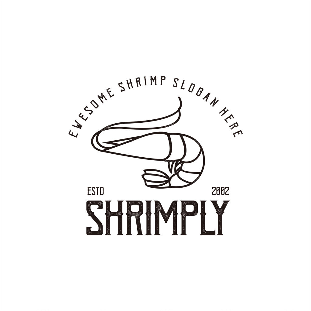 لوگوی خطی میگوی کلاسیک و نوستالژیک