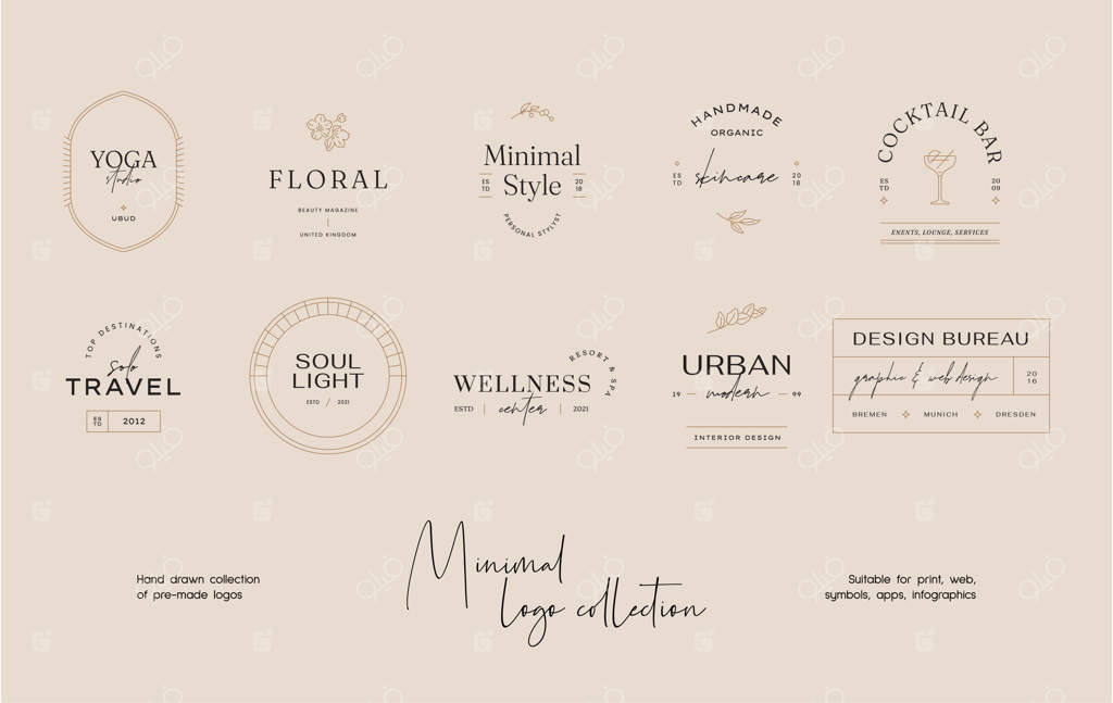 پترن طراحی لوگوی بوهمی خطی دستی وکتور