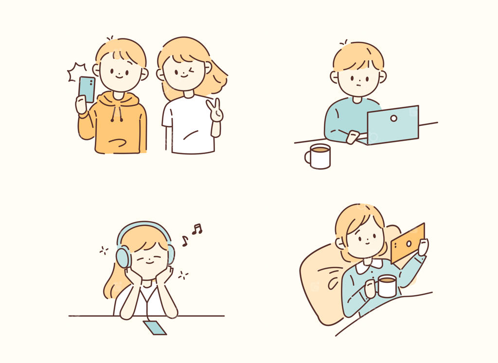 طرح وکتور ساده‌ای از سبک زندگی کودکان دوست‌داشتنی