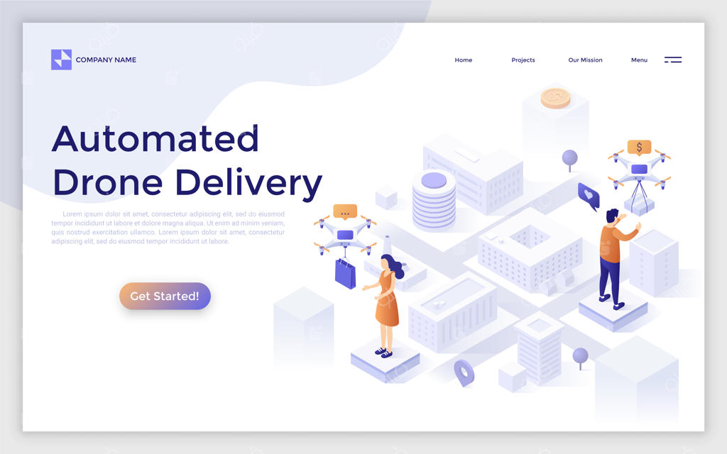 قالب صفحه فرود ایزومتریک وکتور