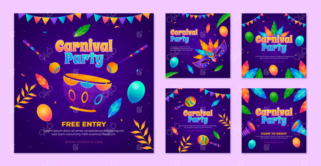 مجموعه پست‌های اینستاگرام با تم گرادینت و جشنواره‌ای