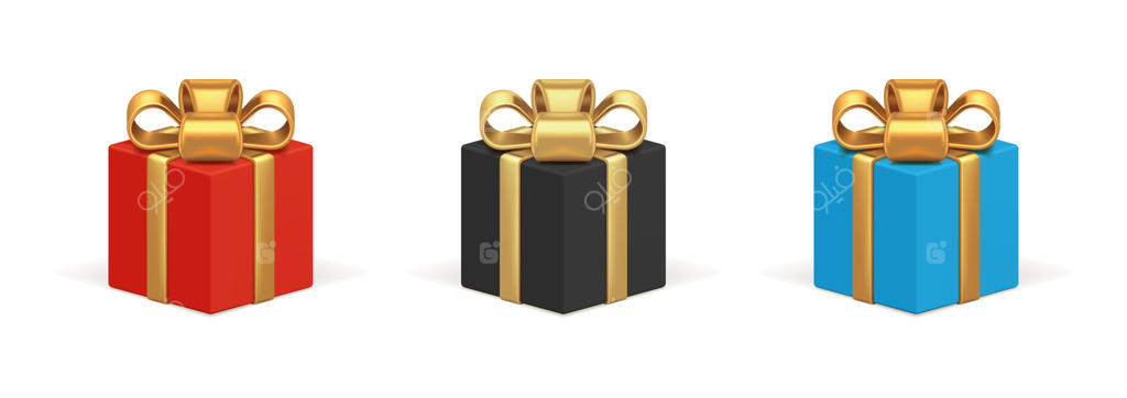 جعبه‌های کادو مربعی با روبان طلایی