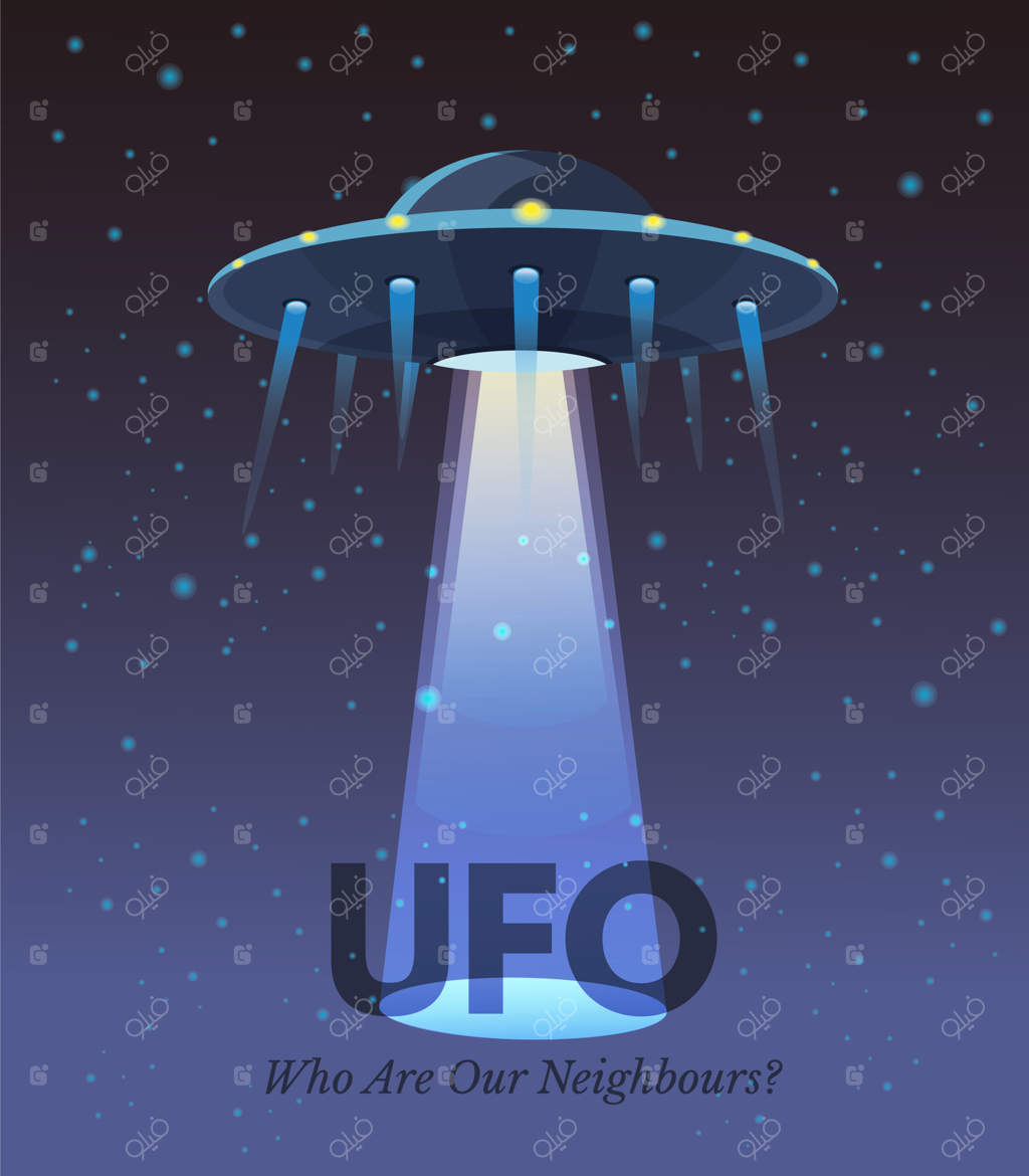 طرح بنر بشقاب‌پرنده: تهاجم بیگانگان علمی تخیلی - شیء ناشناخته فرازمینی از نظریه‌های توطئه - جلد کتاب بشقاب‌پرنده و تصویرسازی سفینه فضایی آینده‌نگر