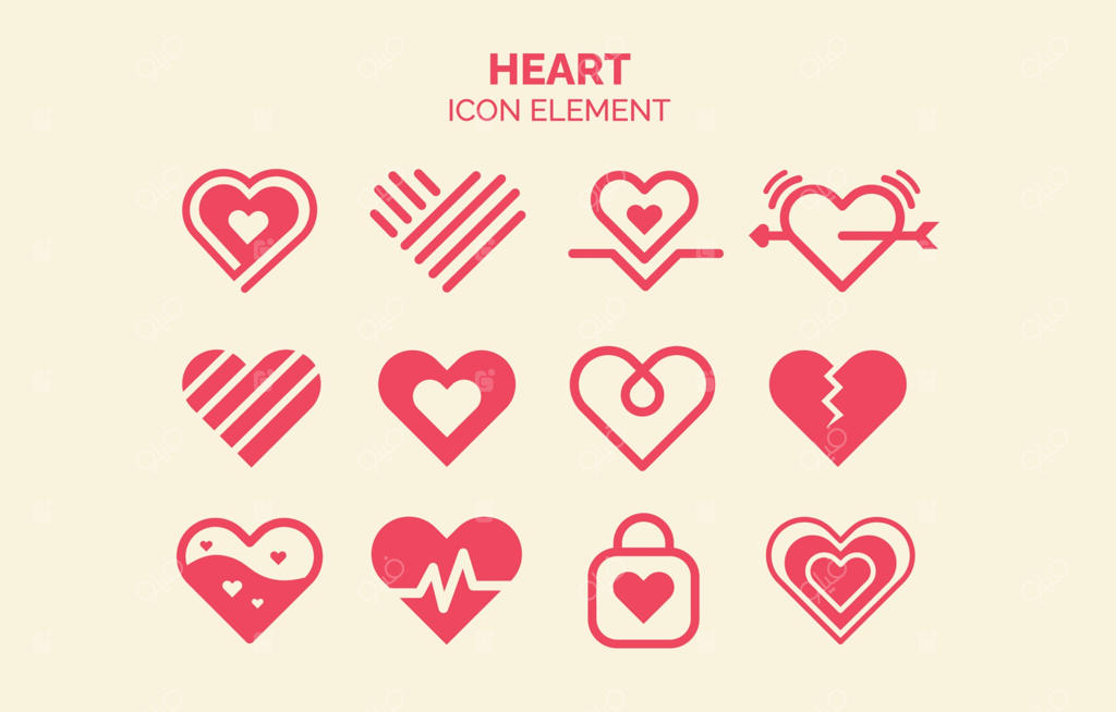 مجموعه آیکون‌های قلب