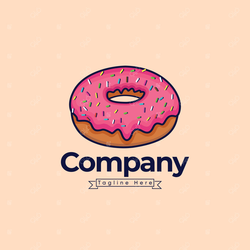 لوگوی شرکت دونات شکلاتی با ترافل، تصویرسازی وکتور پریمیوم با کانسپت لوگوی دونات، آیکون وکتور دونات، دونات توت‌فرنگی و طراحی آیکون مواد غذایی
