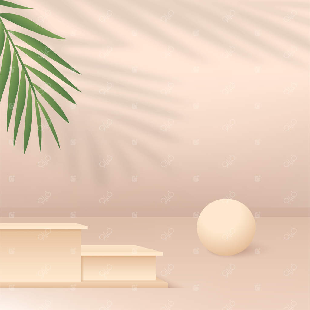 پس‌زمینه انتزاعی با سکوهای هندسی سه‌بعدی به رنگ کرم