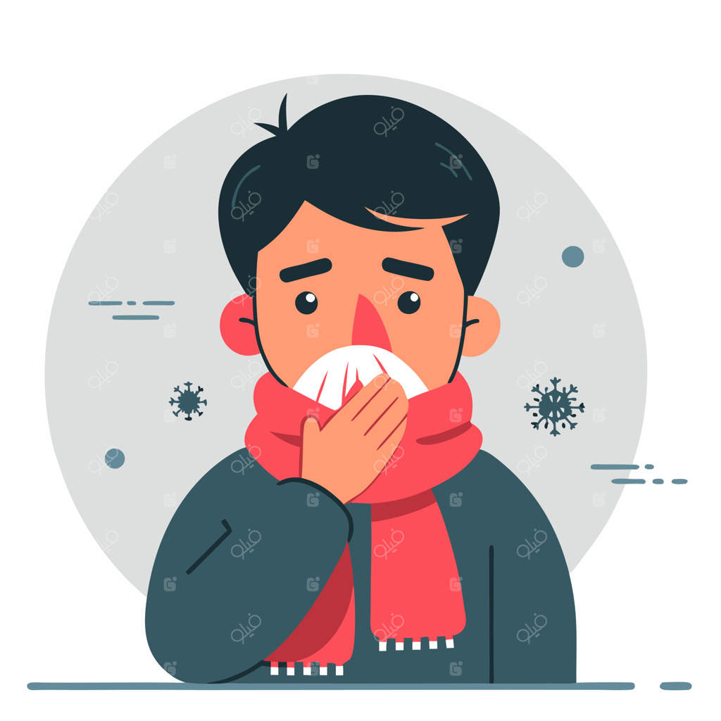 فردی با علائم سرماخوردگی به دنبال آرامش و گرما