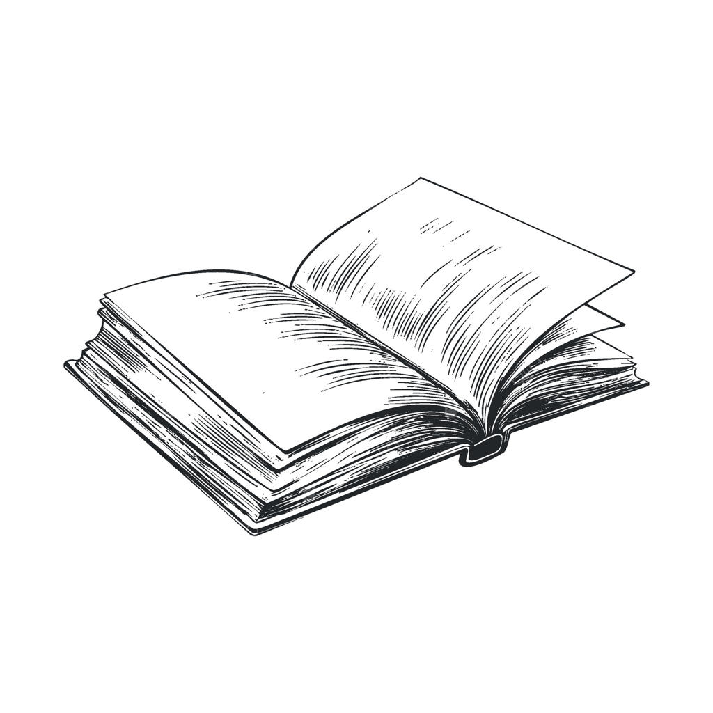 کتاب باز با صفحات خالی برای پروژه‌های طراحی و نگارش خلاقانه