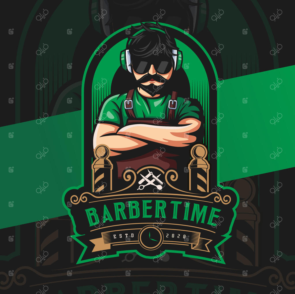 طراحی نشان لوگوی شخصیت مرد آرایشگر با سبک کلاسیک برای کسب و کار آرایشگری