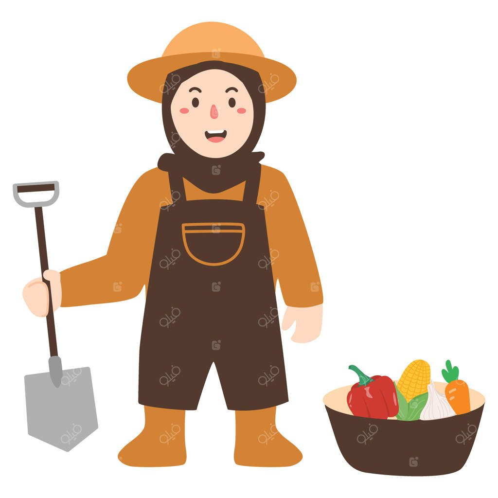 تصویر کارتونی کودک با بیلچه - وکتور حرفه‌ای