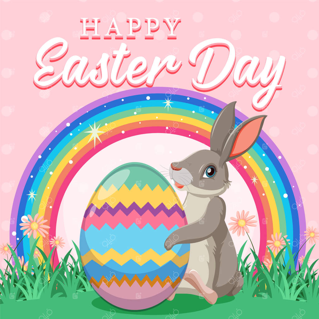 طرح عید پاک با خرگوش و تخم‌مرغ