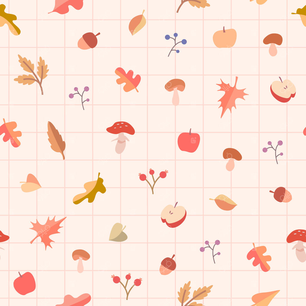 پترن برگ‌های پاییزی رنگارنگ و بلوط‌ها