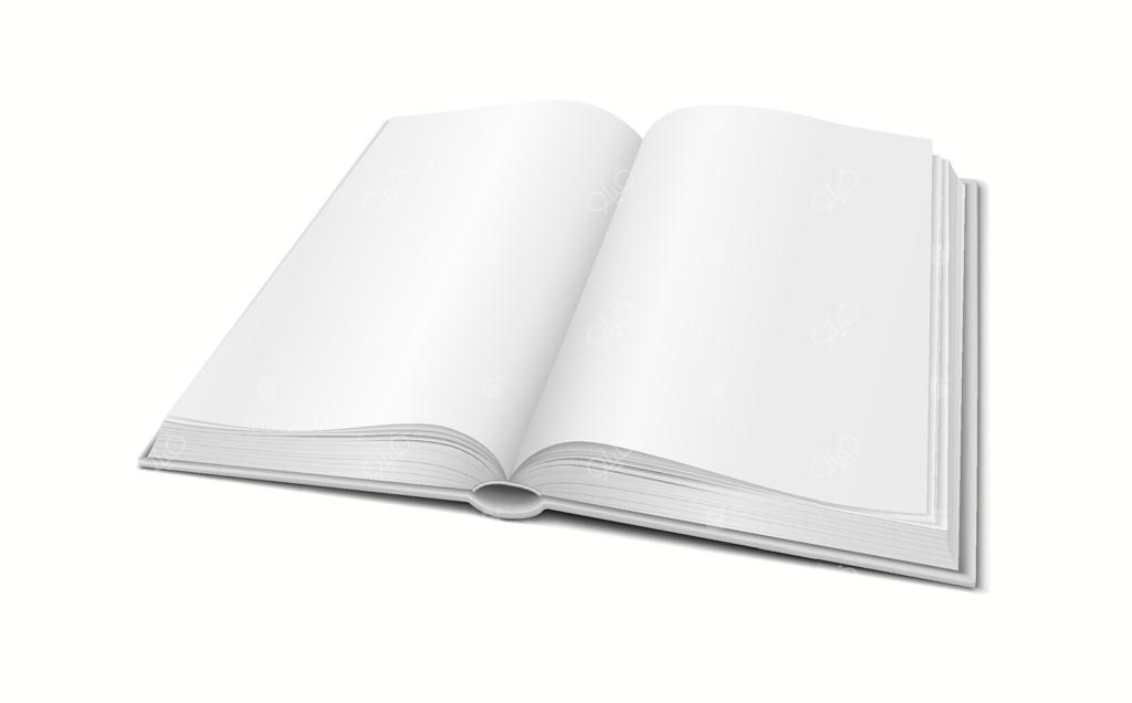 ماکت کتاب سه‌بعدی واقع‌گرایانه با صفحات باز، ایده‌آل برای نمایش طراحی‌ جلد، هنر روی جلد یا محتوای کتاب.