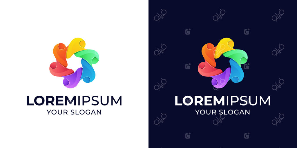 طراحی و تصویرسازی لوگو آبستره رنگارنگ