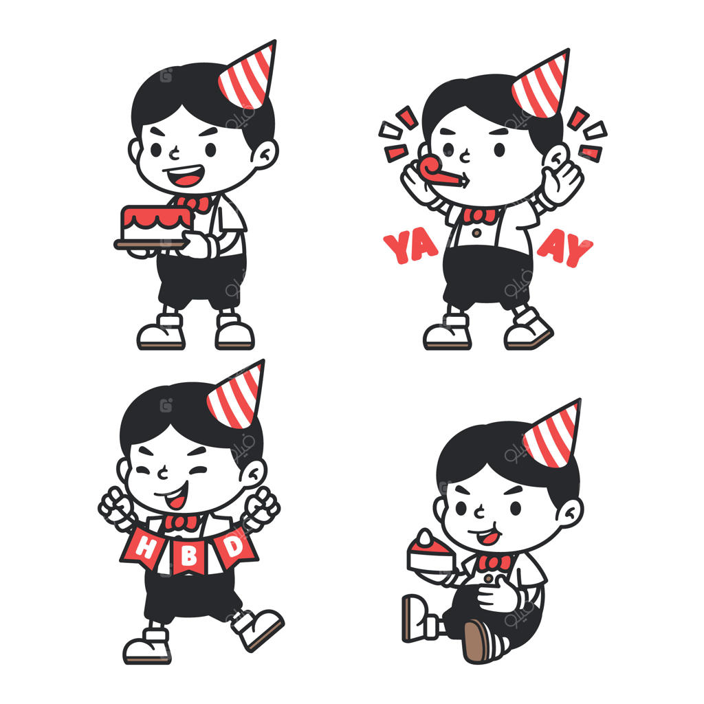 مجموعه استیکرهای تولد شخصیت‌های کارتونی