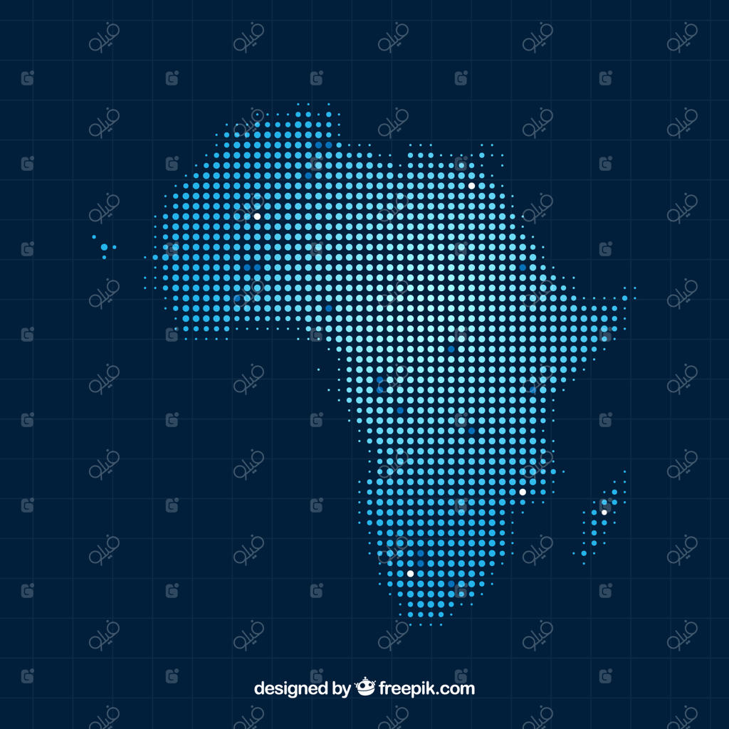 نقشه آفریقا با پس‌زمینه‌ای از نقاط