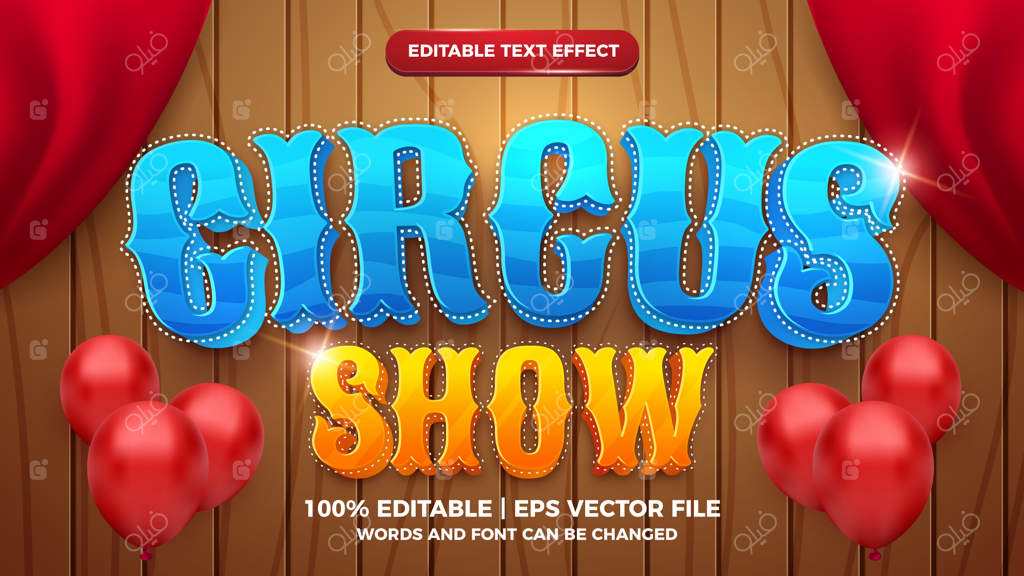 افکت متنی قابل ویرایش - قالب سه‌بعدی به سبک کارتون سیرک شوی