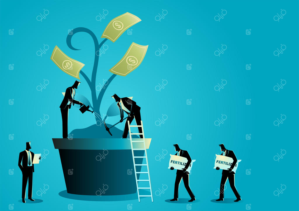 تاجران در حال پرورش درخت پول