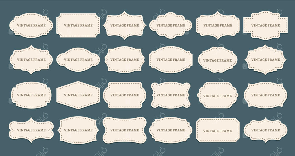 قاب‌های برچسب قدیمی: مجموعه‌ای از اشکال قاب و برچسب‌های تزئینی و قدیمی وکتور