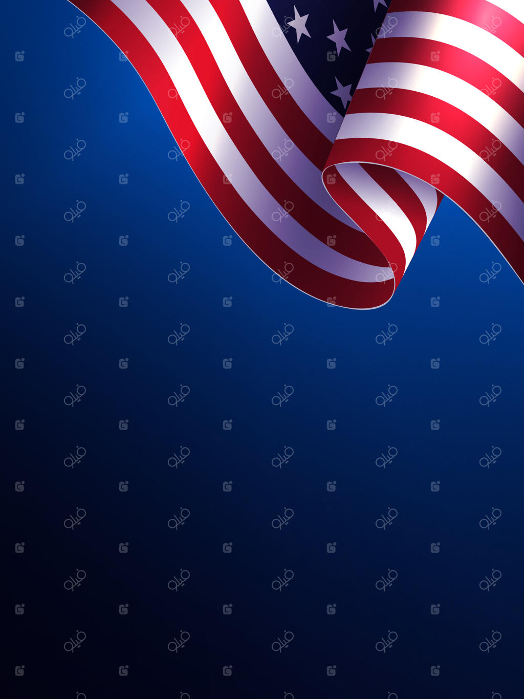 ترکیب با گرادیان رنگ آبی و عنصر طراحی پرچم آمریکا