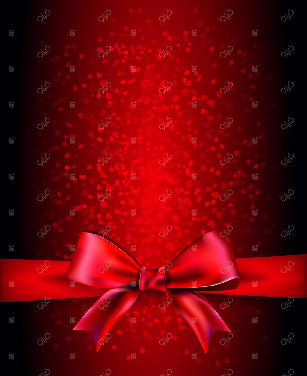 زمینه تیره با قلب‌های قرمز و پاپیون