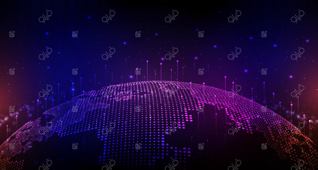 پس‌زمینه انتزاعی تکنولوژی دیجیتال با مدار آینده‌نگرانه آبی و صورتی، فناوری علوم سایبری، نوآوری و ارتباطات آینده، هوش مصنوعی و کلان‌داده، اتصال شبکه اینترنت، وکتور تصویرسازی ابری پیشرفته