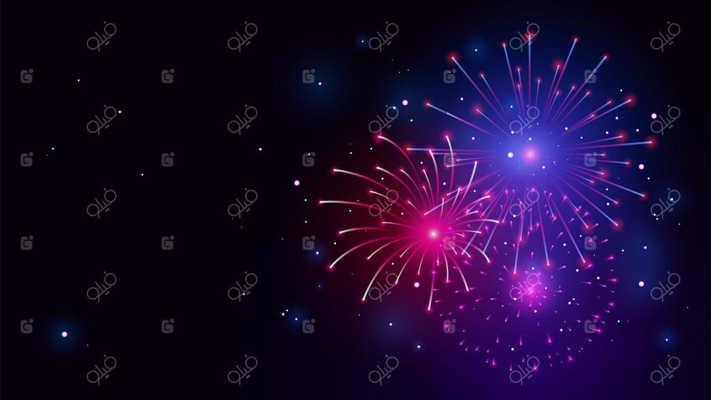 آتش‌بازی با پس‌زمینه وکتور آسمان پرستاره در شب