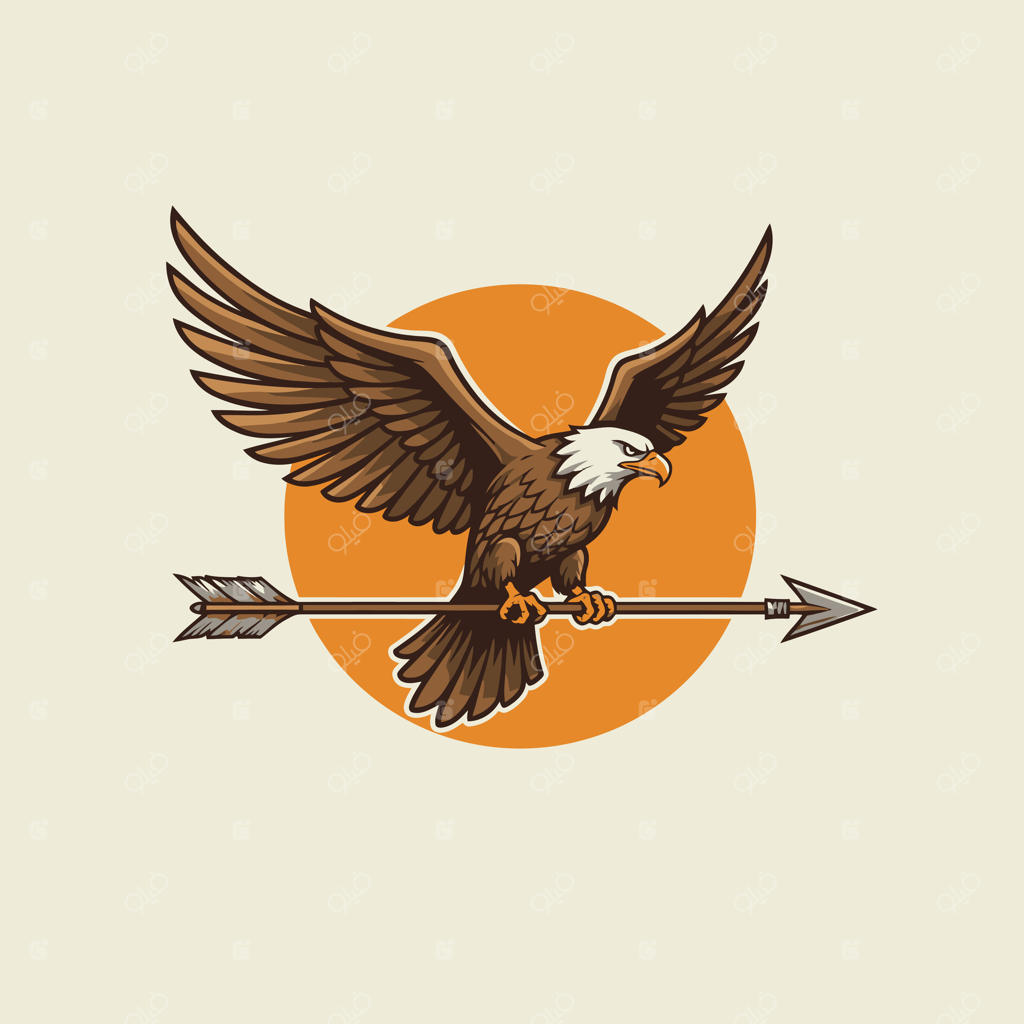 طراحی لوگوی عقاب ایستاده بر روی پیکان