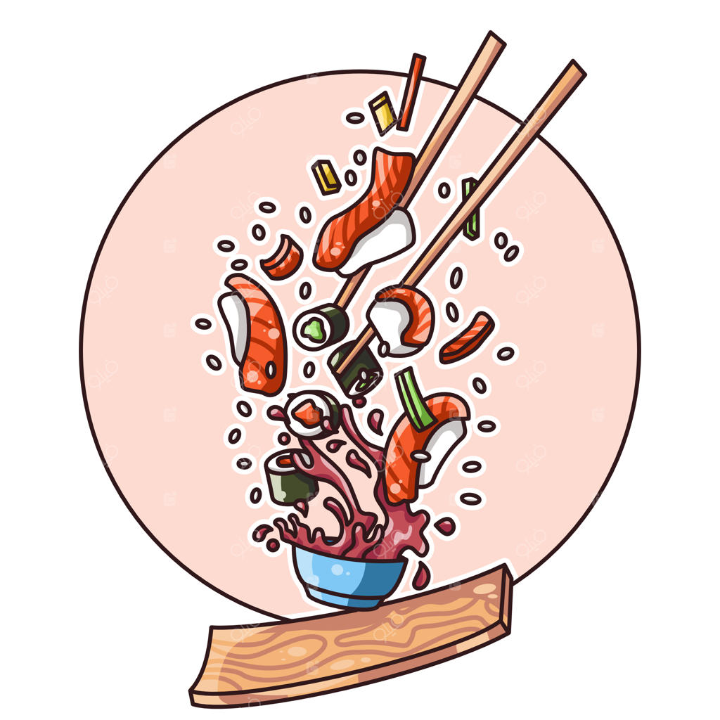 شناور بودن سوشی بر روی دایره‌ای صورتی