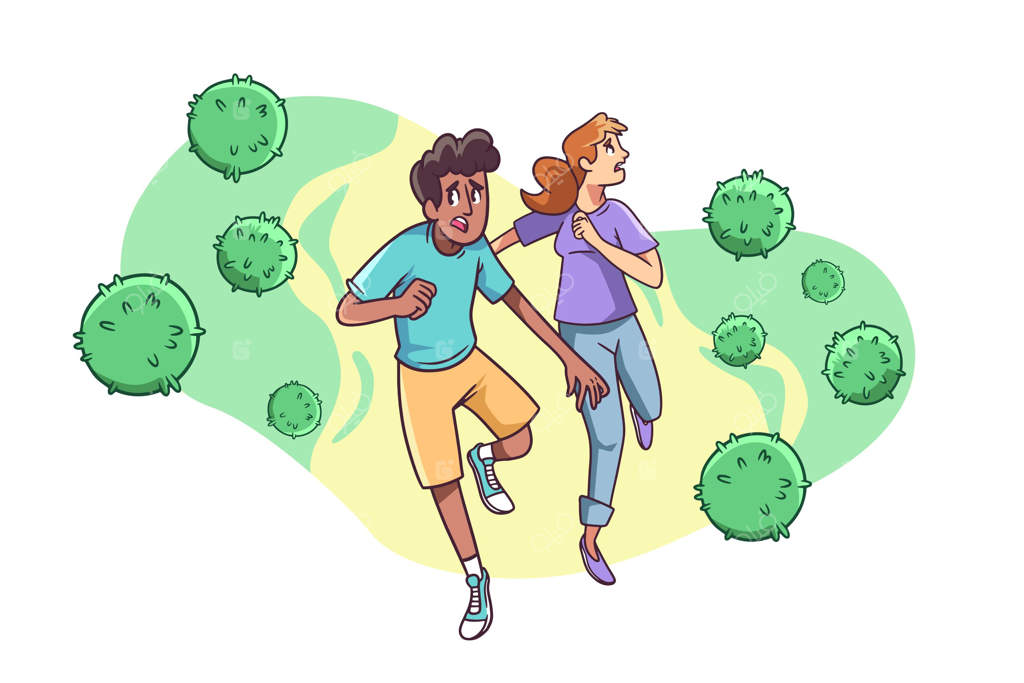 فرار مردم از ذرات ویروس کرونا