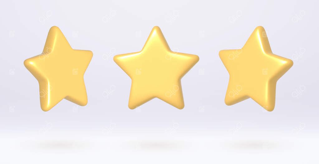 تزئین ستاره‌های سه‌بعدی زرد واقع‌گرایانه برای وب سایت