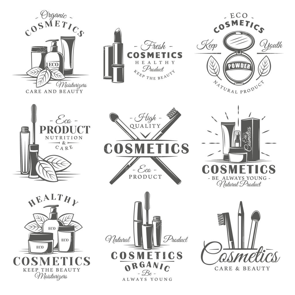 مجموعه‌ای از برچسب‌ها و لوگوهای آرایشی قدیمی: عناصر طراحی برای گرافیک و طراحی وب، تصویرسازی محصولات طبیعی