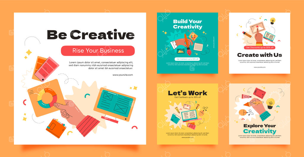 مجموعه پست‌های فلت اینستاگرام برای طراحان گرافیک