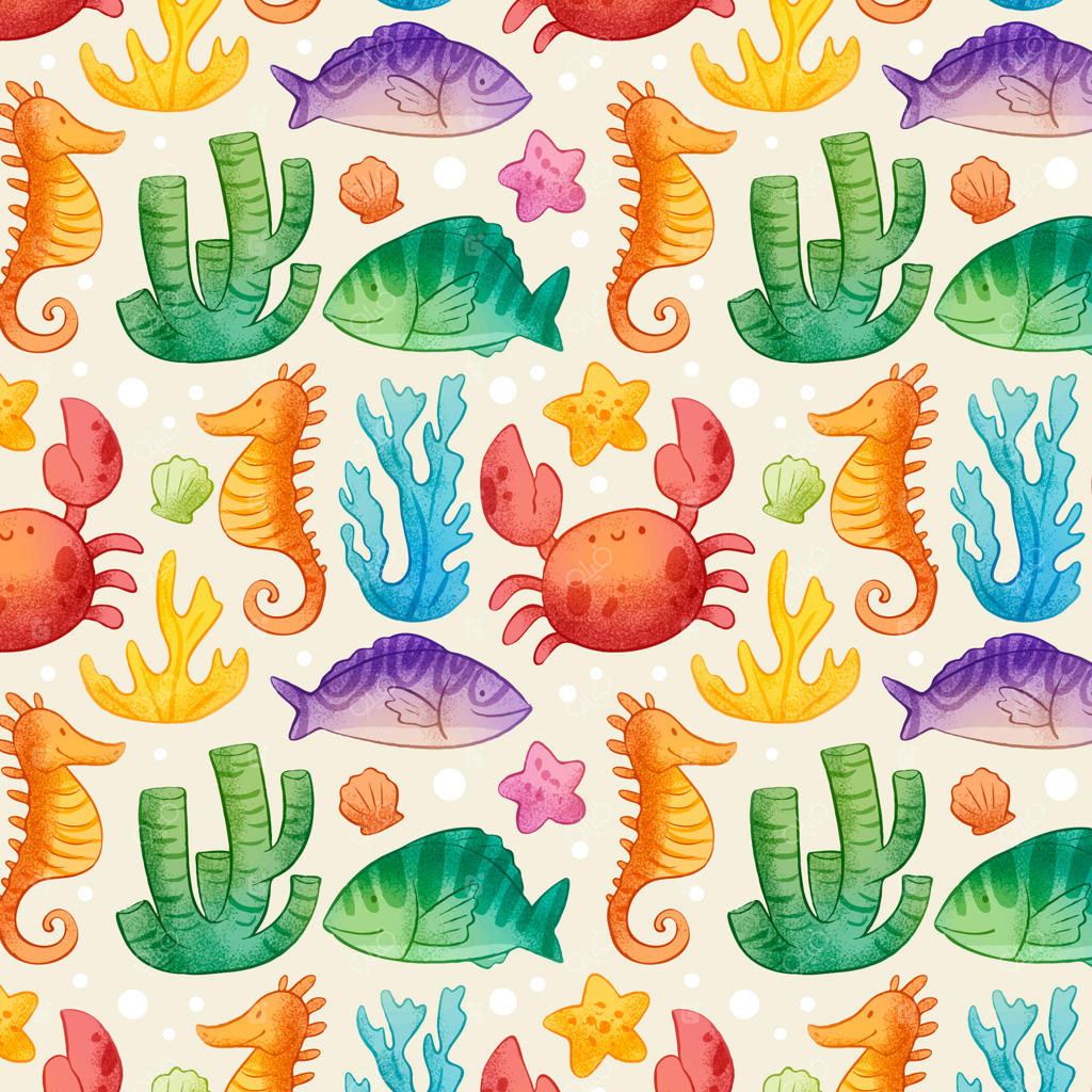 طرح پترن دستی حیوانات دریایی