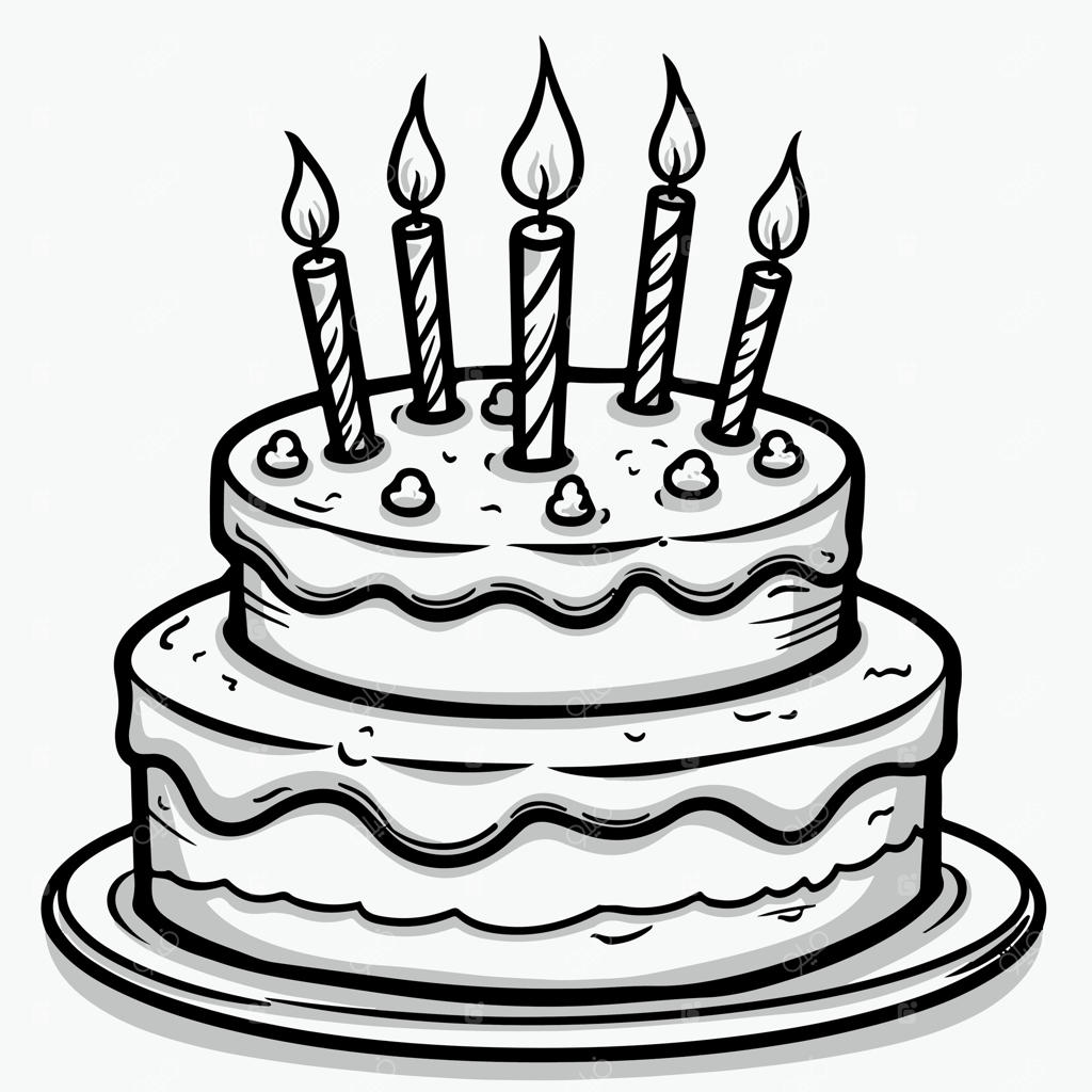 نقاشی کیک تولد با شمع